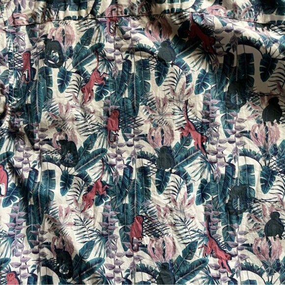 Fearless Illustration Monkey tropical printed button down shirt Sz M - Picture 4 of 10
